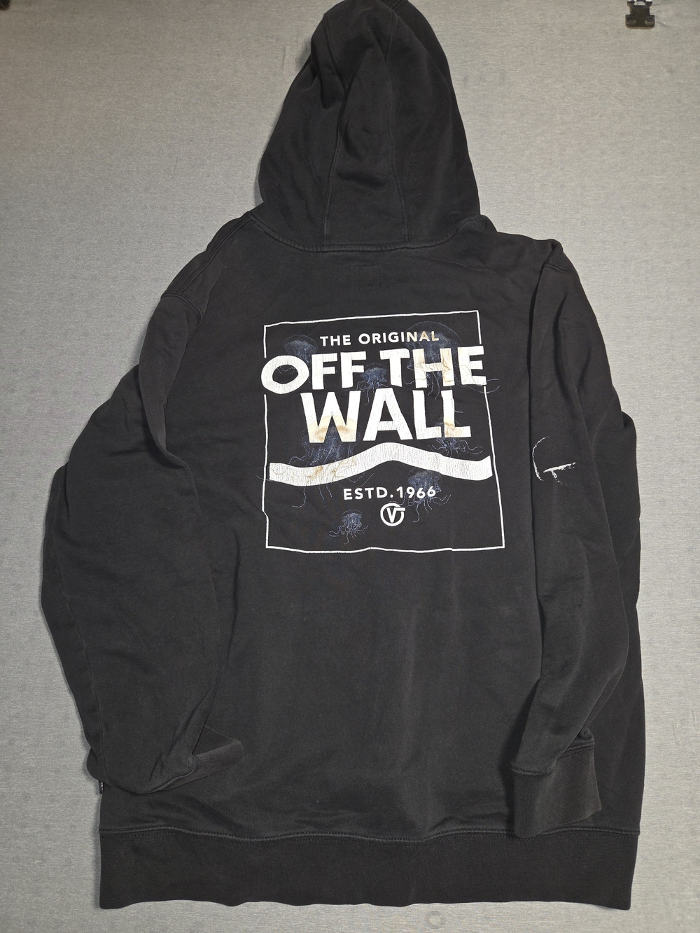 Vans Black Hooded Sweatshirt with White 'Off The Wall' Back Graphic